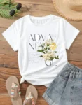 Elegant ‘ADVANTAGE’ Design with Cream Gardenia & Mimosa Botanical Unisex T-Shirt_3