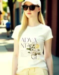 Elegant ‘ADVANTAGE’ Design with Cream Gardenia & Mimosa Botanical Unisex T-Shirt_3